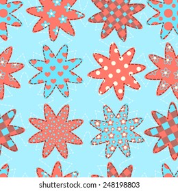 Seamless pattern with patchwork stars. Vector background.