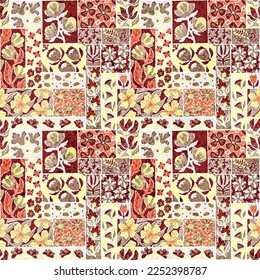 Seamless pattern in patchwork style. Print for home textiles. Vector illustration.