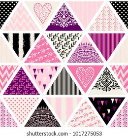 Seamless pattern, patchwork tiles. Can be used on packaging paper, fabric, background for different images, etc. Freehand drawing
