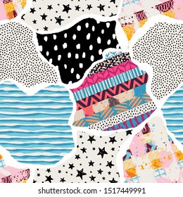 Seamless pattern, patchwork tiles. Can be used on packaging paper, fabric, background for different images, etc.