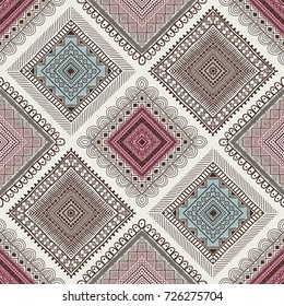 Seamless pattern, patchwork tiles. Can be used on packaging paper, fabric, background for different images, etc. Freehand drawing