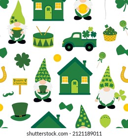 Seamless pattern Patrick's day Gnomes vector illustration