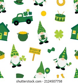 Seamless pattern Patrick's day Gnomes vector illustration