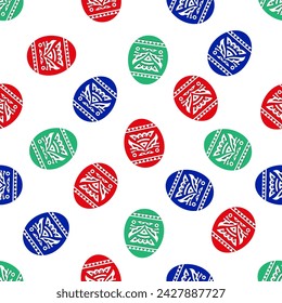 Seamless pattern with patterned eggs on white background.