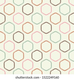 Seamless pattern with patterned hexagons.