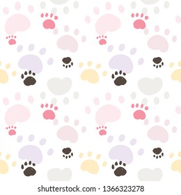 Seamless Pattern with Paw Design on White Background