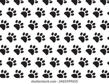 Seamless pattern with paw.Dog foot steps repeat pattern.Vector graphic puppy symbol.