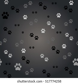 Seamless pattern with paw footprints. Vector seamless texture for wallpapers, pattern fills, web page backgrounds