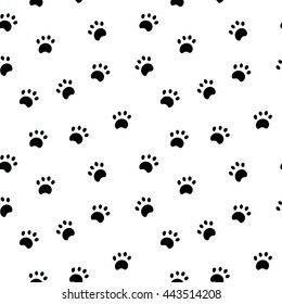 Seamless pattern with paw isolated on white background. Good for textile, fabric, zoo shops advertising, wrapping paper