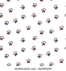 Seamless pattern with paw isolated on white background. Good for textile, fabric, zoo shops advertising, wrapping paper
