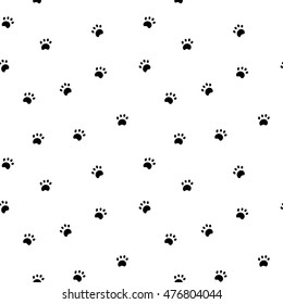 Seamless pattern with paw isolated on white background. Good for textile, fabric, zoo shops advertising, wrapping paper