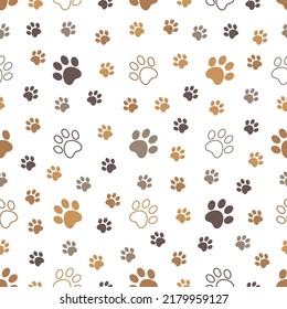 Seamless pattern with paw print on white background. Animal print. Vector illustration 