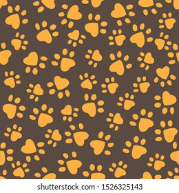 Seamless pattern with paw prints. Doodle style. Design element for wallpaper, wrapping paper, banner or fabric.