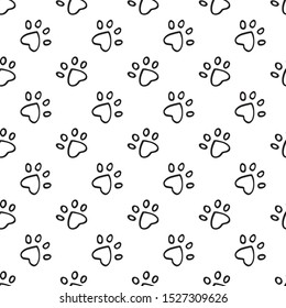 Seamless pattern with paw prints. Doodle style. Design element for wallpaper, wrapping paper, banner or fabric.