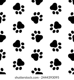 Seamless pattern of paw prints on a white background