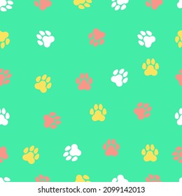 Seamless pattern with paw prints. Vector illustration.