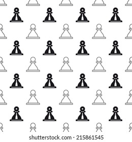 Seamless pattern of the pawns symbols