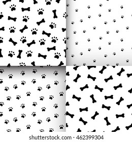 Seamless pattern with paws and bones. Good for textile, fabric, zoo shops advertising, wrapping paper