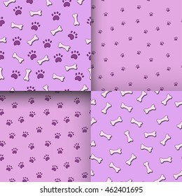 Seamless pattern with paws and bones. Good for textile, fabric, zoo shops advertising, wrapping paper