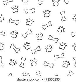 Seamless pattern with paws and bones. Good for textile, fabric, zoo shops advertising, wrapping paper