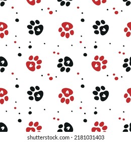 Seamless pattern with paws. Dog print. Vector illustration.