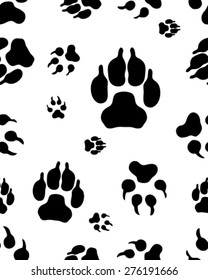 Seamless pattern with paws footprints of dog