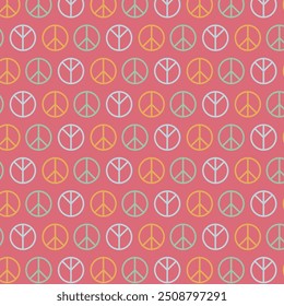 Seamless pattern with peace sign on pink background. International peace sign concept. sstkBackgrounds