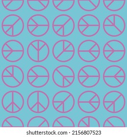 Seamless pattern - peace symbol. 70s inspired retro hippie graphic pattern for T-shirt, posters, cards, stickers. 