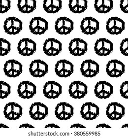 Seamless pattern of peace symbol.Vector illustration.