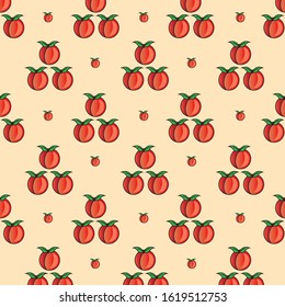 Seamless pattern peach fruits vector background illustration