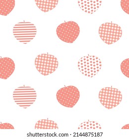 Seamless pattern Peach ornament dots buffalo plaid strips vector illustration