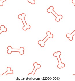 Seamless pattern with peach outline bones