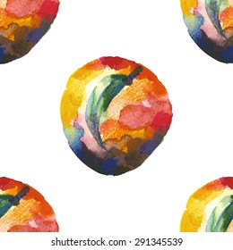 Seamless pattern with peach  in watercolor style.