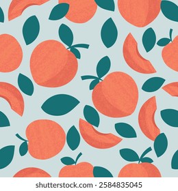 seamless pattern of peaches for background, cover, fabric, wrapping, wall paper etc