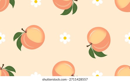 Seamless pattern with peaches for banners, cards, flyers, social media wallpapers, etc.	