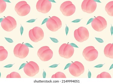 seamless pattern with peaches in watercolor for banners, cards, flyers, social media wallpapers, etc.