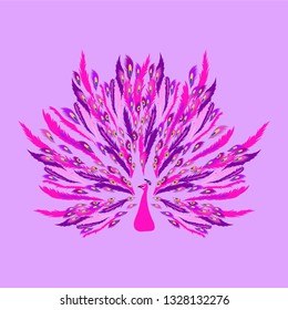 Seamless pattern. Peacock is a beautiful bird. Illustration of birds