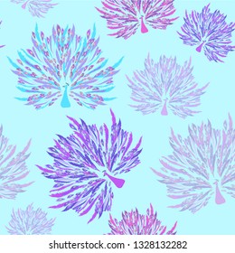 Seamless pattern. Peacock is a beautiful bird. Illustration of birds