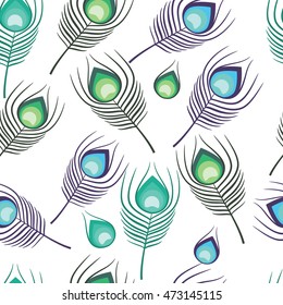 Seamless pattern peacock feather. Vector illustration for your design