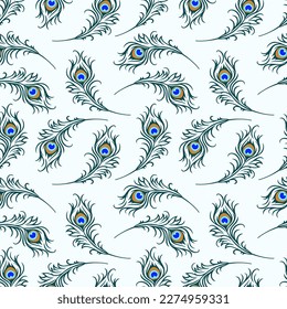 seamless pattern of peacock feathers for backgrounds, textures, cloth motifs, gift wrapping, wall decoration