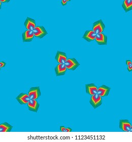 Seamless pattern of peacock feathers on a green background