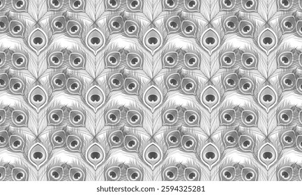 seamless pattern peacock feathers, vector illustration isolated on white background