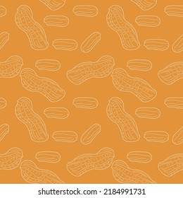 Seamless pattern Peanut in linear style. Hand drawn Peanut seamless pattern. vector eps10