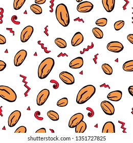 Seamless pattern with peanut. Peanuts seamless pattern, vector background.