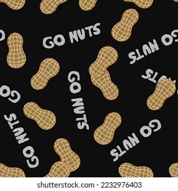 Seamless pattern with peanuts. Contour drawing vector illustration. Perfect for wallpapers, wrapping papers, restaurant menu, web page background, textile