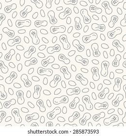 Seamless pattern with peanuts. Contour drawing vector illustration. Perfect for wallpapers, wrapping papers, restaurant menu, web page background, textile 