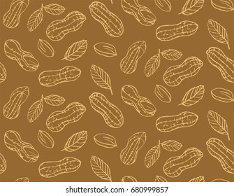 Seamless pattern peanuts are hand-drawn.