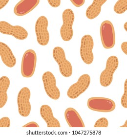 Seamless pattern peanuts on a white background. Vector texture.
