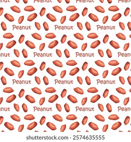 Seamless pattern peanuts in shell. For design projects, food packaging, advertising, or creating educational materials, ideal for use in food-related branding.