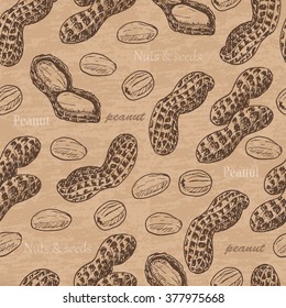 Seamless pattern with peanuts. Vector  illustration for your design